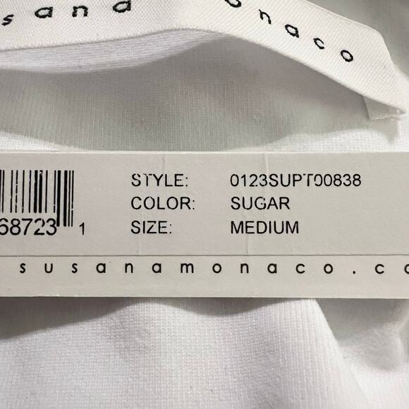 SUSANA MONACO Halter Top Sugar White V Wire Front Stretch M NEW - Picture 6 of 7